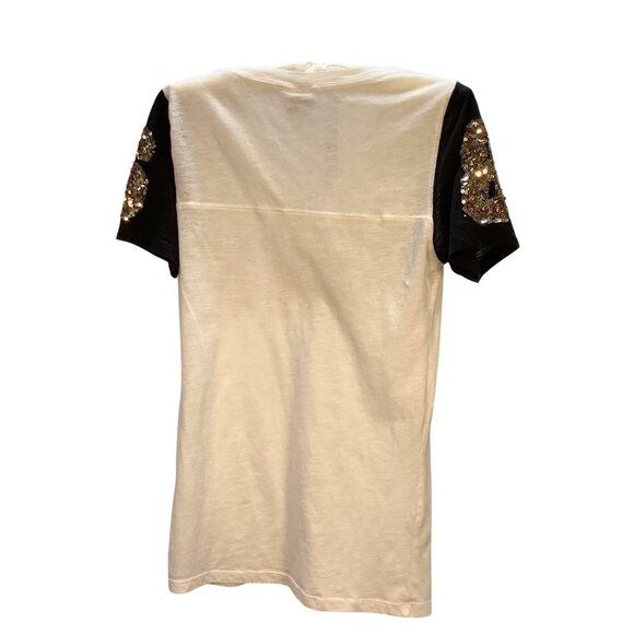 Victorias Secret Pink Sequin Letter Tee With Black Sleeves Womens S Cotton Blend - Picture 4 of 11